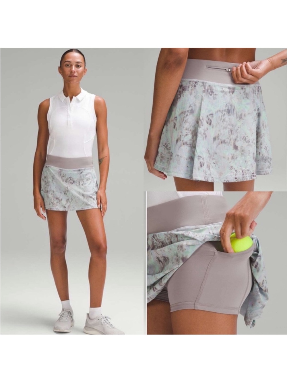 Lululemon Pace Rival Mid-Rise Skirt 10 Plisse Bloom Multi / Mauve Grey
